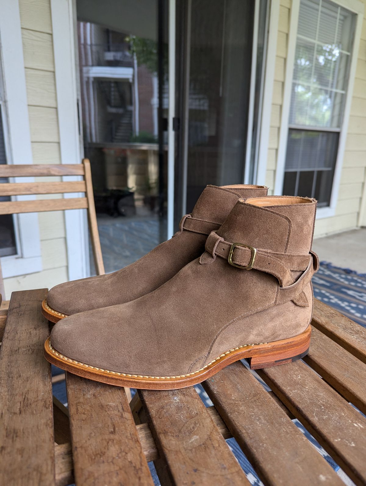 Photo by DrRyukin on August 1, 2024 of the Viberg Jodhpur in Bison Janus Calf Suede CF Stead.