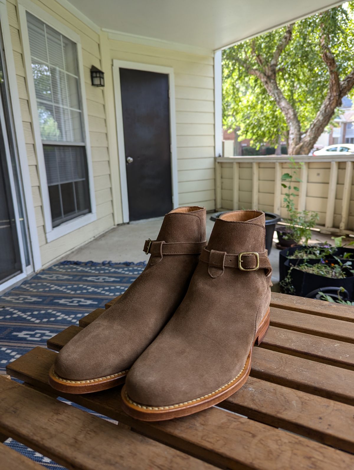 Photo by DrRyukin on August 1, 2024 of the Viberg Jodhpur in Bison Janus Calf Suede CF Stead.