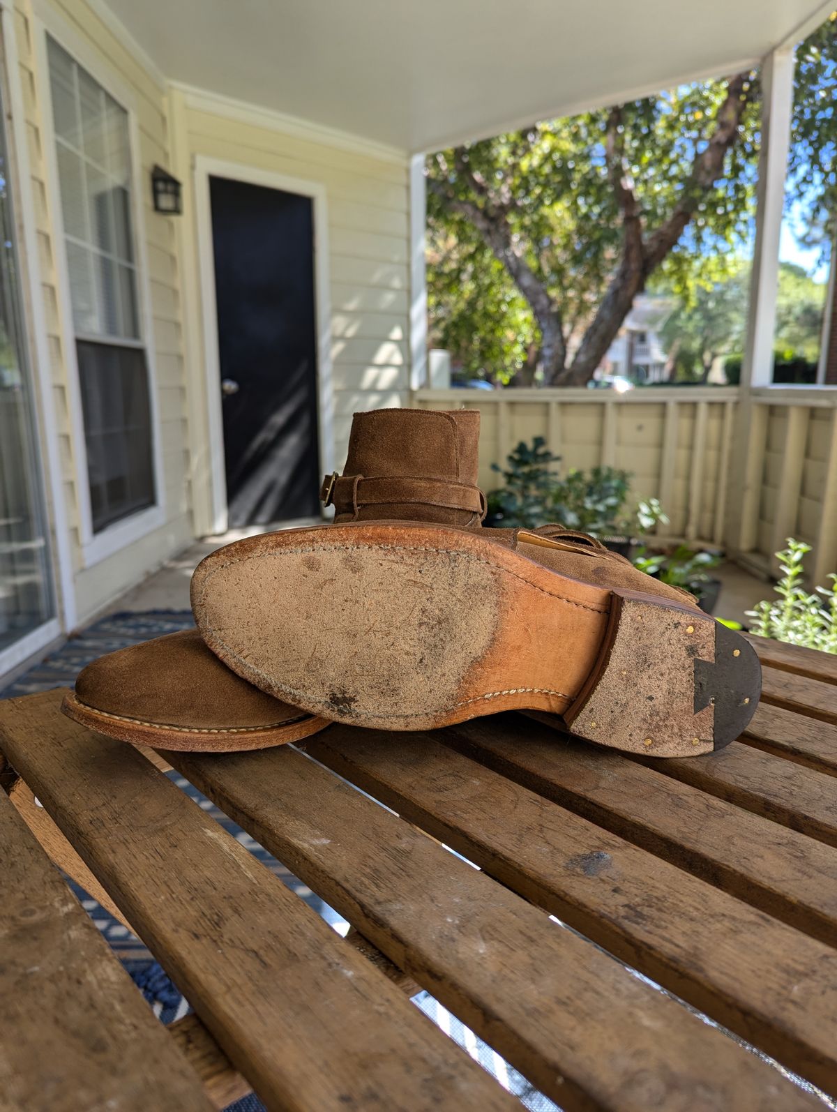 Photo by DrRyukin on October 11, 2024 of the Viberg Jodhpur in Bison Janus Calf Suede CF Stead.