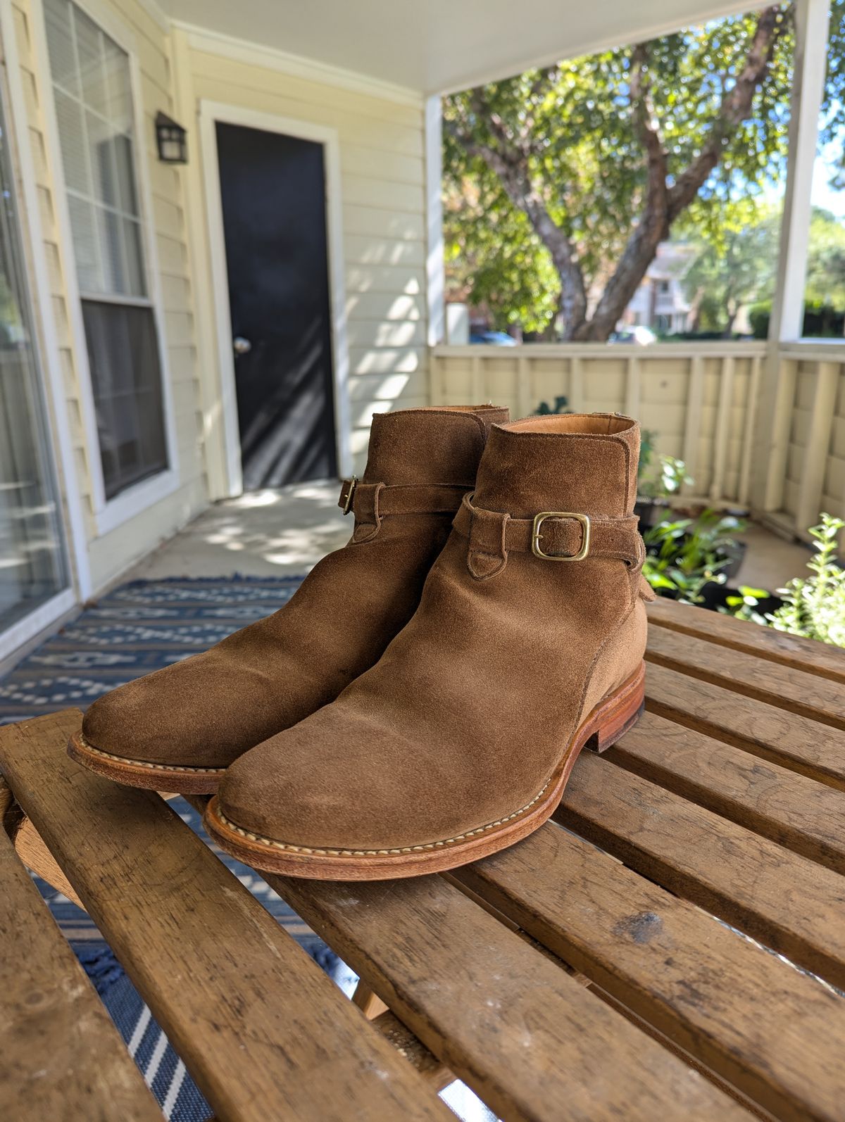 Photo by DrRyukin on October 11, 2024 of the Viberg Jodhpur in Bison Janus Calf Suede CF Stead.