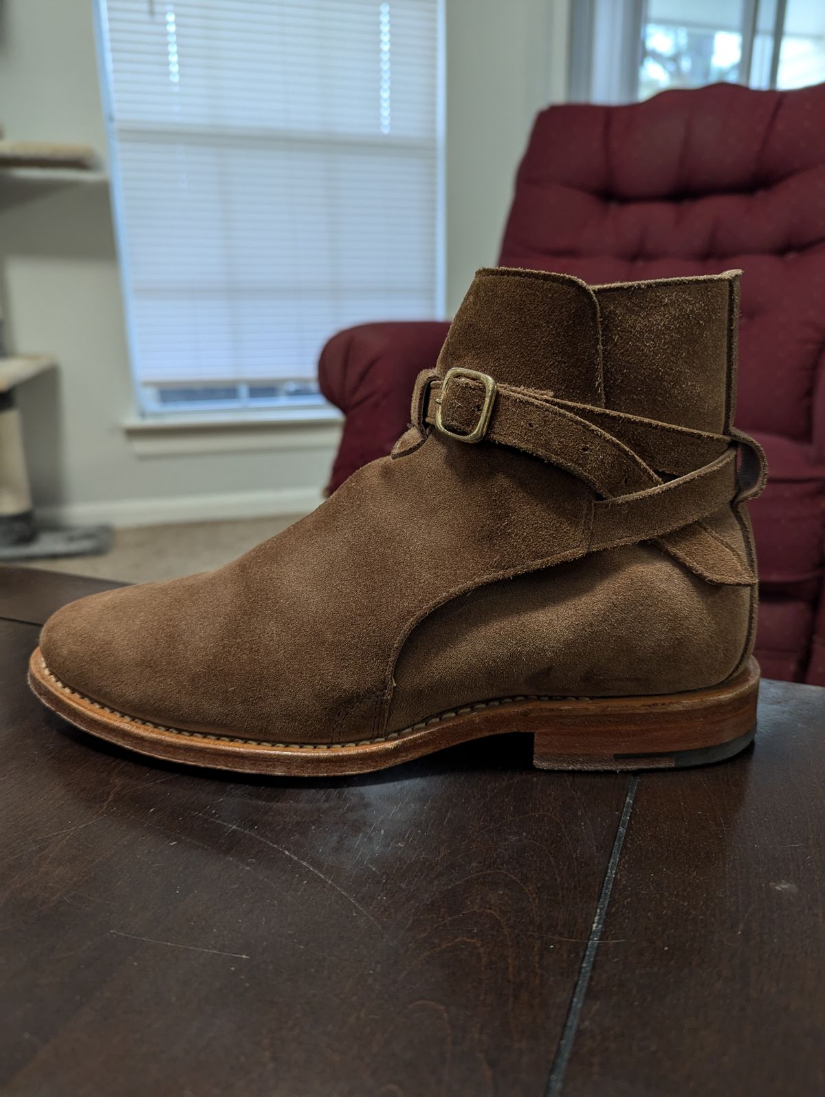 Photo by DrRyukin on January 18, 2025 of the Viberg Jodhpur in Bison Janus Calf Suede CF Stead.