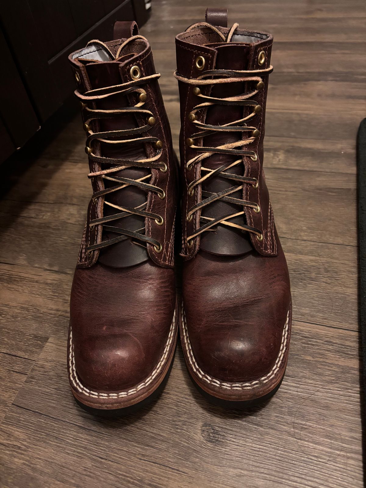 Photo by boots.n.gardening on April 13, 2026 of the Nicks Falcon in Horween Color 8 Cypress.