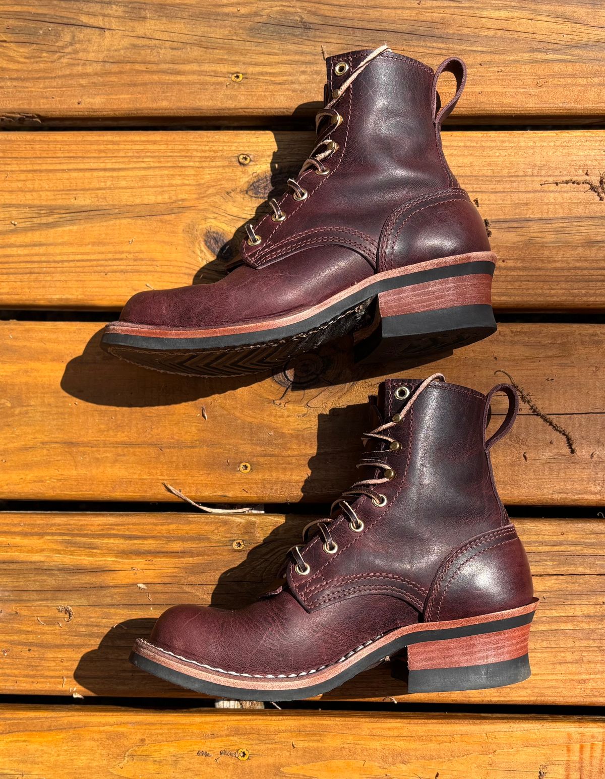 Photo by boots.n.gardening on April 23, 2026 of the Nicks Falcon in Horween Color 8 Cypress.