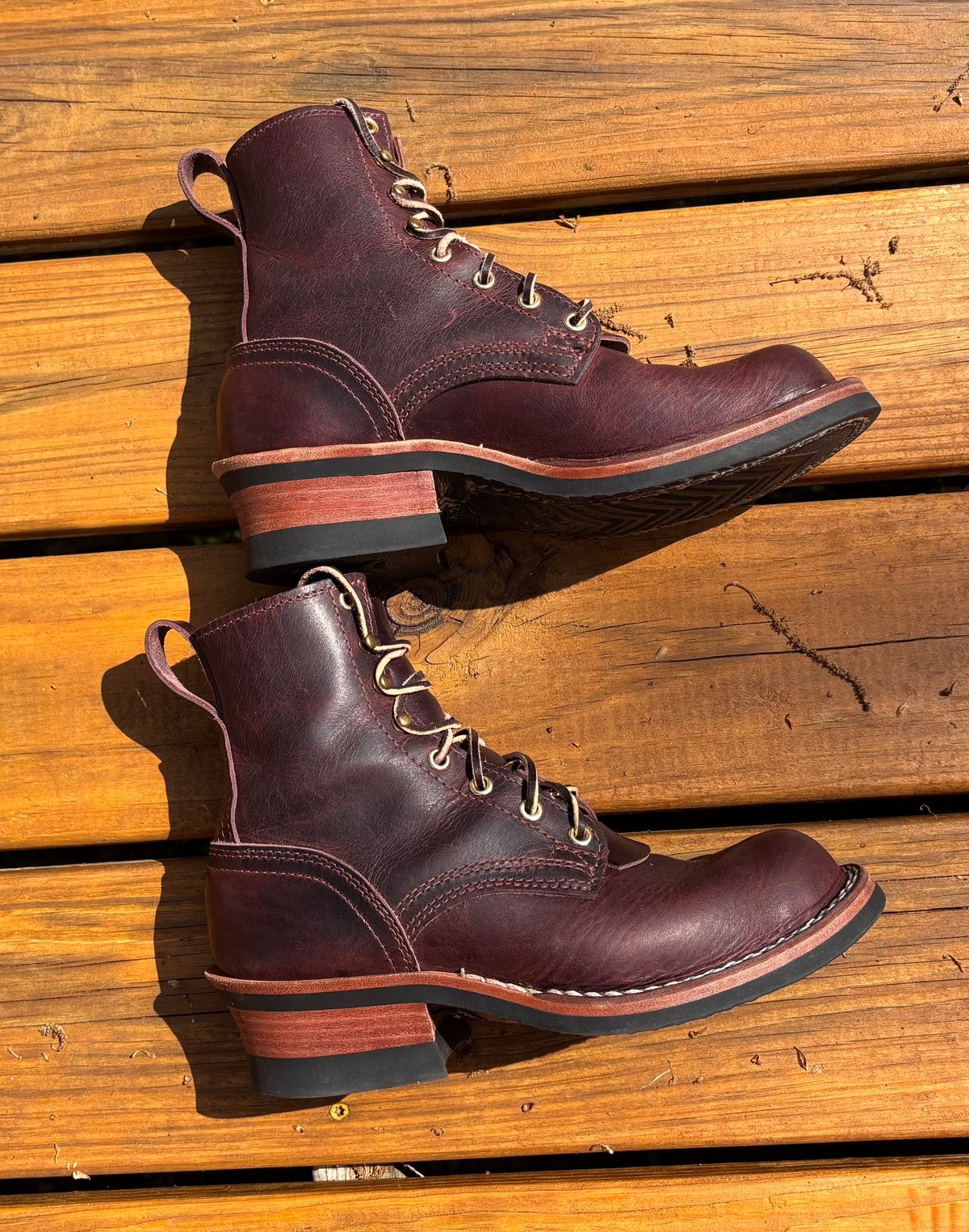 Photo by boots.n.gardening on April 23, 2026 of the Nicks Falcon in Horween Color 8 Cypress.