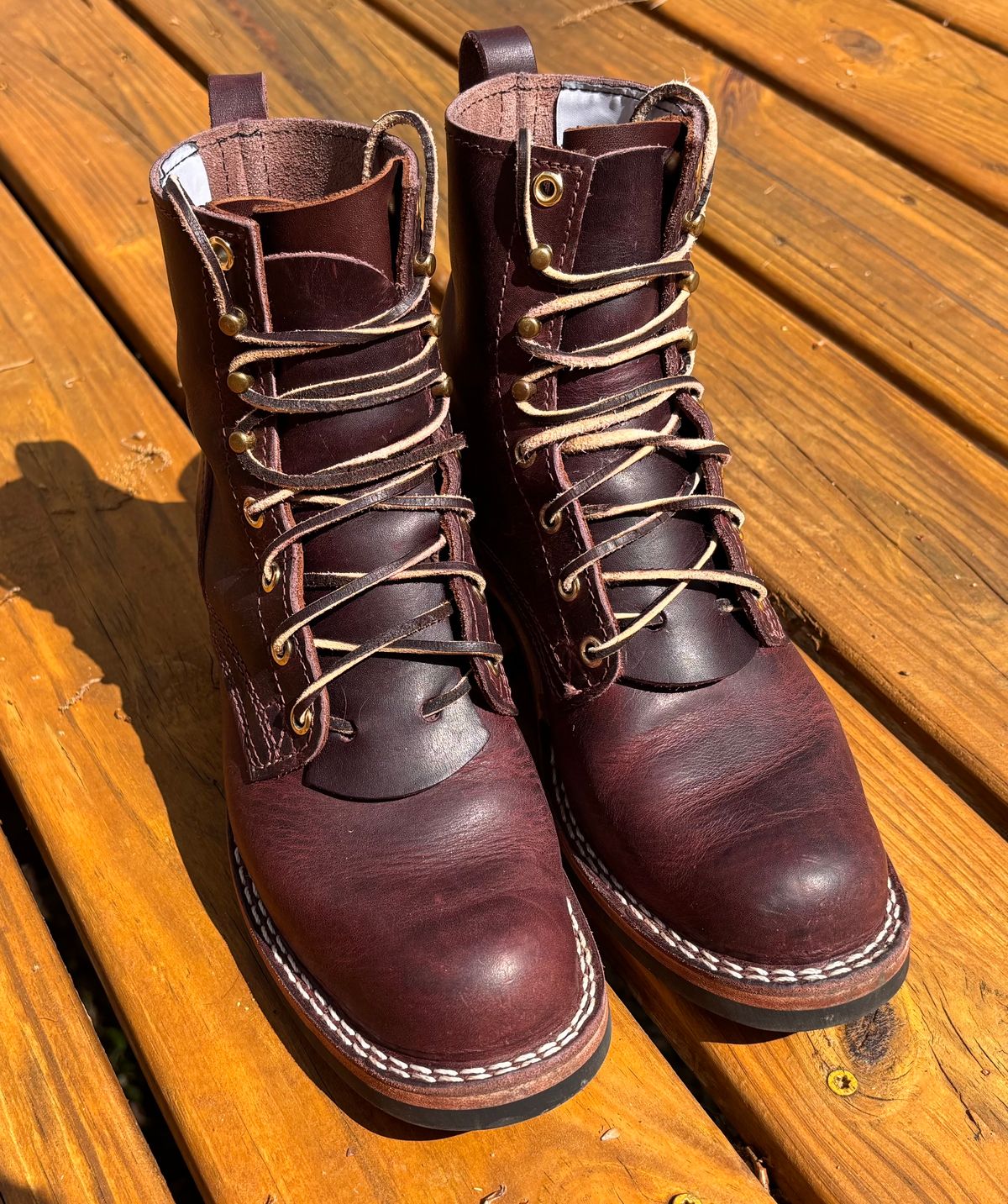 Photo by boots.n.gardening on April 23, 2026 of the Nicks Falcon in Horween Color 8 Cypress.