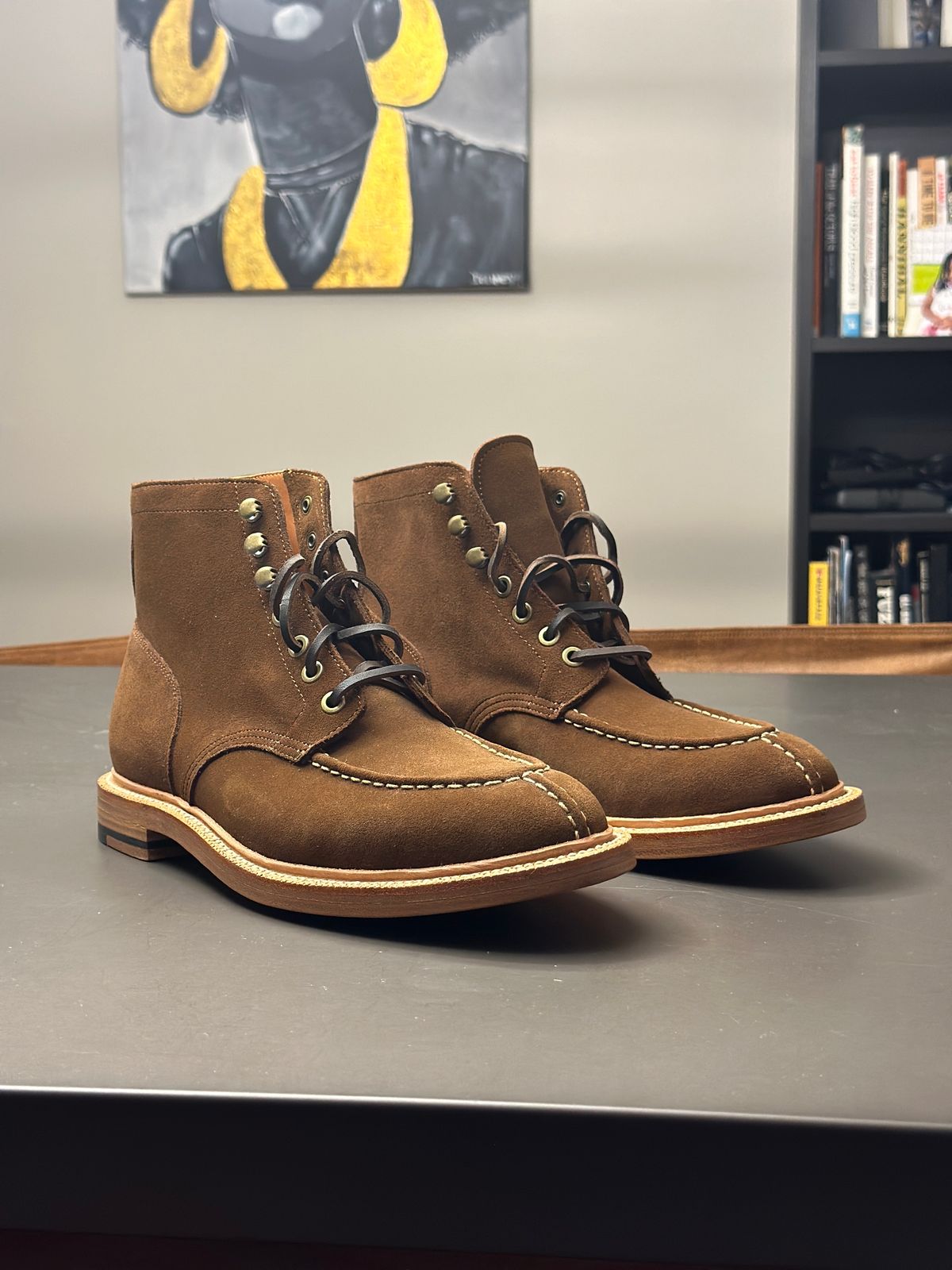 Photo by kifly178 on May 10, 2024 of the Grant Stone Ottawa Boot in C.F. Stead Bourbon Repello Calf Suede.