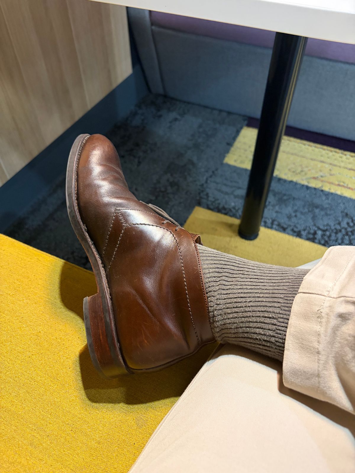 Photo by noogboog on December 10, 2025 of the Carmina Chukka boots in Horween Brown Chromexcel.