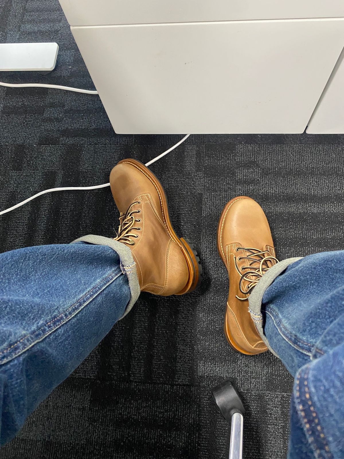 Photo by noogboog on July 1, 2025 of the Truman Plain Toe Boot in Seidel Sesame Double Shot.