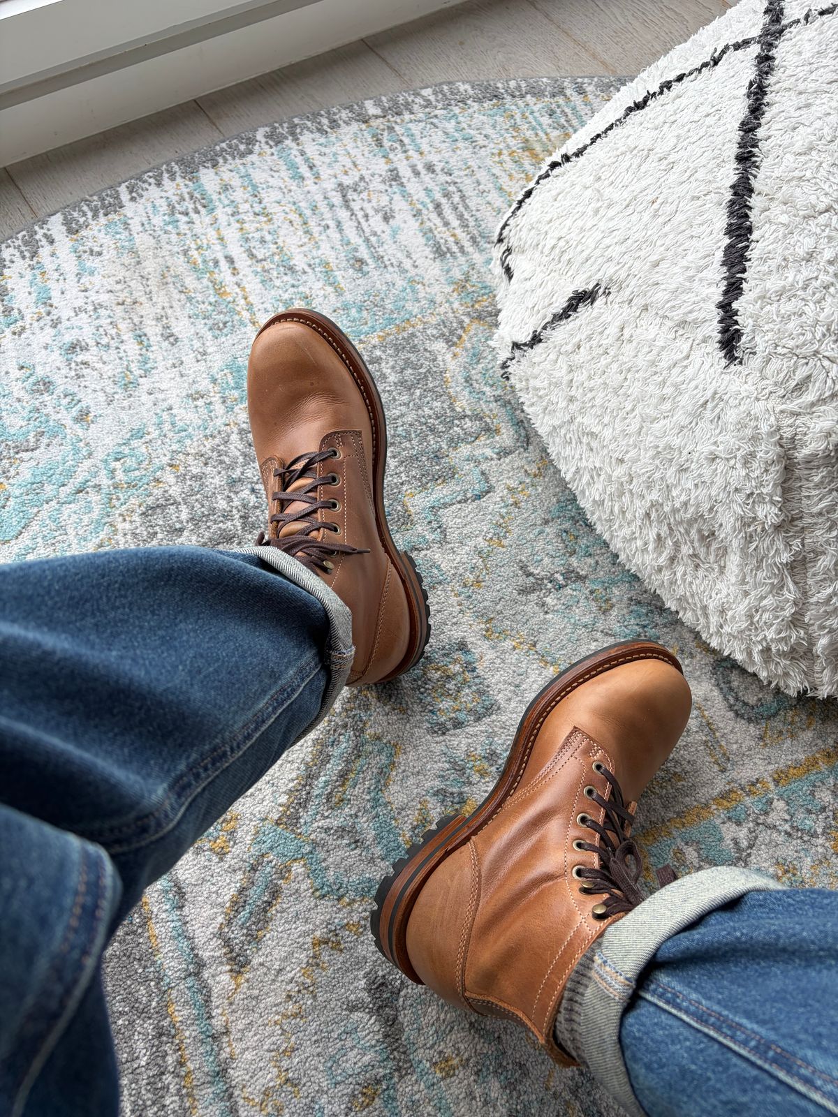 Photo by noogboog on December 22, 2025 of the Truman Plain Toe Boot in Seidel Sesame Double Shot.