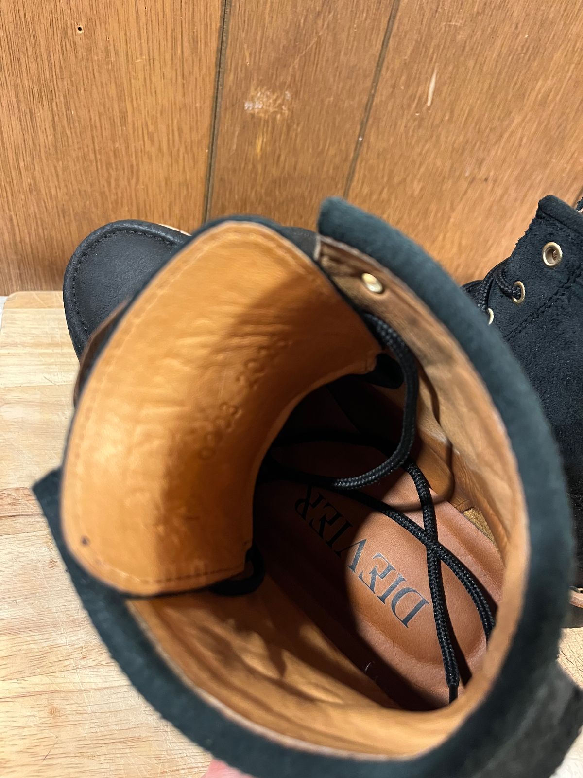 Photo by film_raine on June 12, 2025 of the DIEVIER Nomad Heritage in Black Oiled Roughout.
