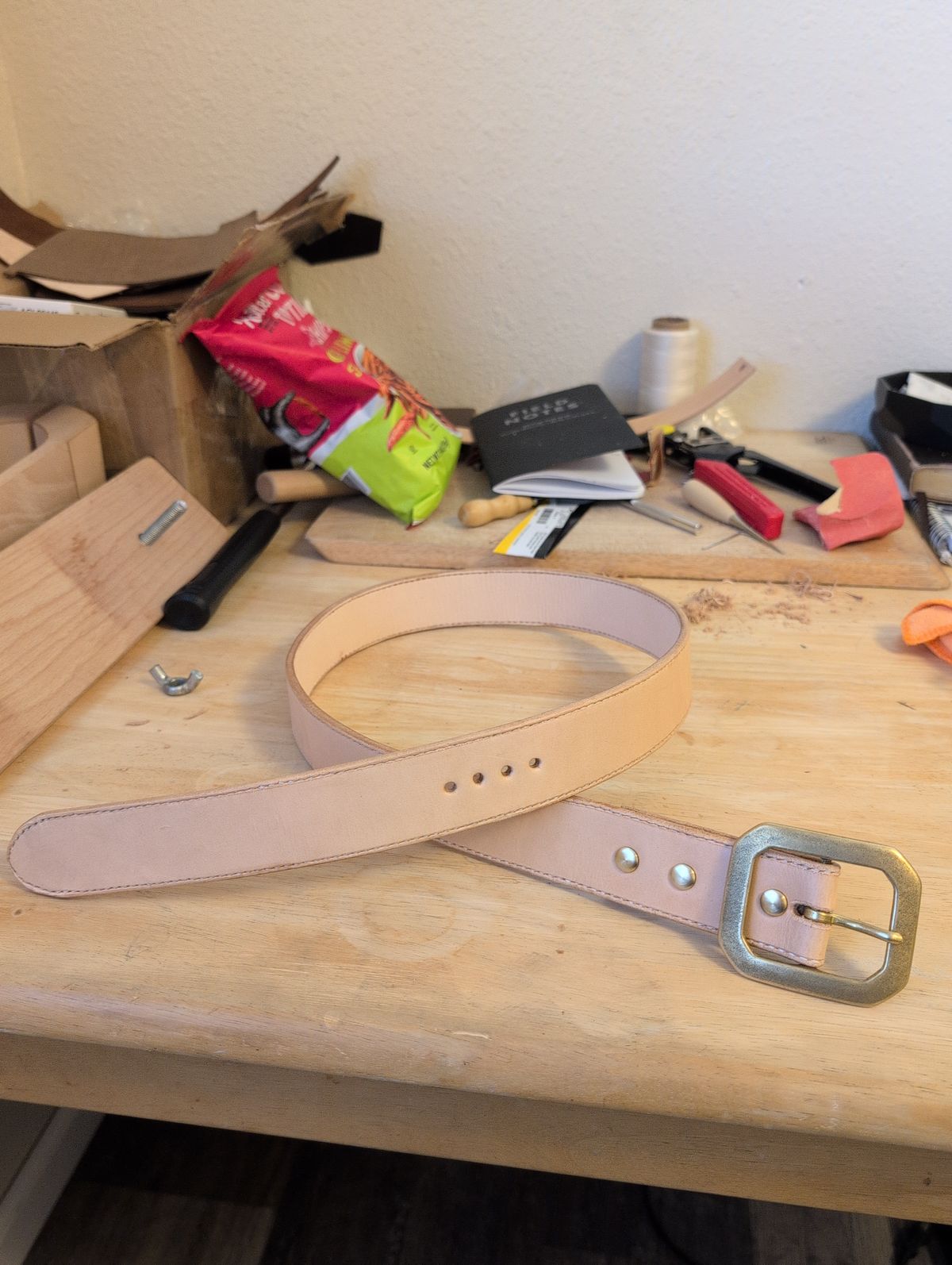 Photo by film_raine on September 25, 2025 of the Self-Made Belt in Hermann Oak Natural Veg Tan.