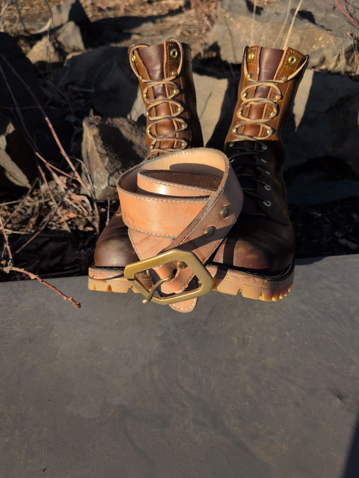 Photo by film_raine on February 1, 2026 of the Self-Made Belt in Hermann Oak Natural Veg Tan.