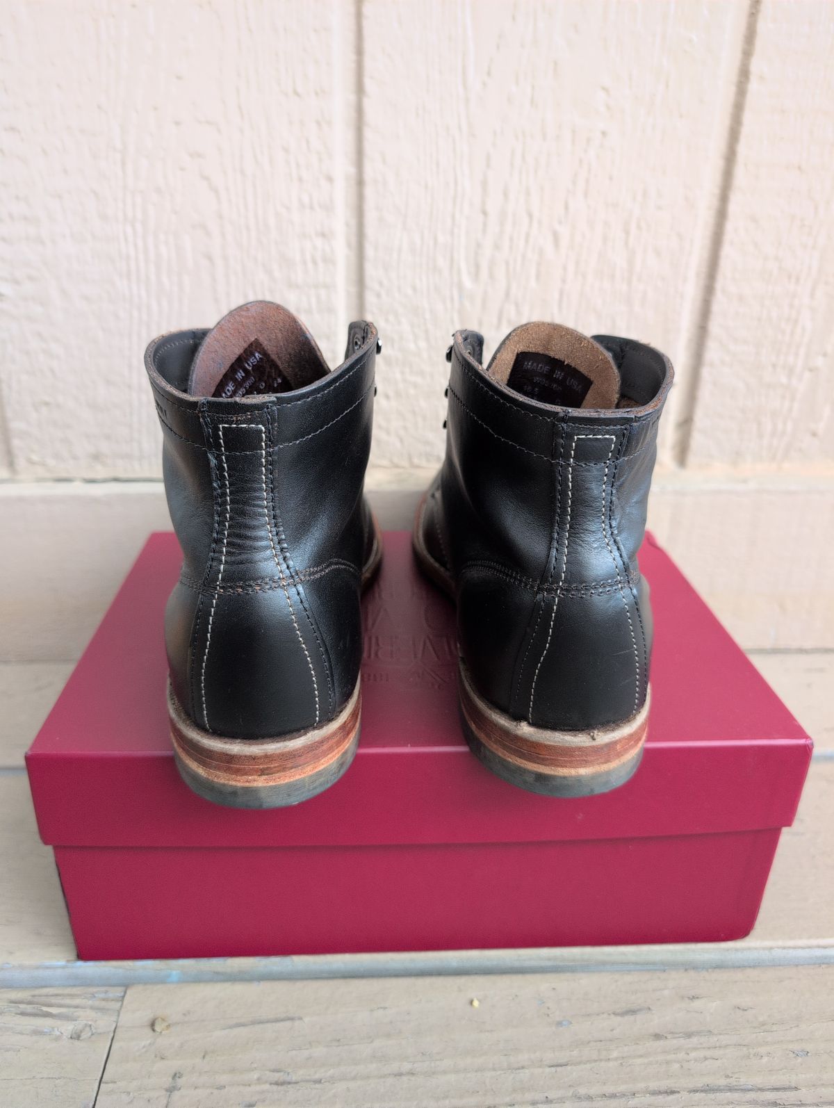 Photo by film_raine on October 11, 2025 of the Wolverine 1000 Mile Plain-Toe Boot in Horween Black Chromexcel.
