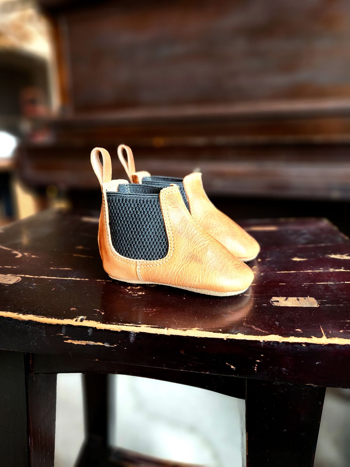 Photo by kiri.bootmaker on November 5, 2025 of the Skuce Shoes Baby Chelsea Boots in Badalassi Carlo Waxy Natural.