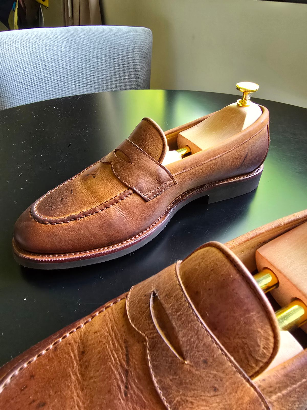 Photo by DoAcuna89 on June 22, 2026 of the Meermin Penny Loafer in C.F. Stead Autumn Spice Waxed Kudu.