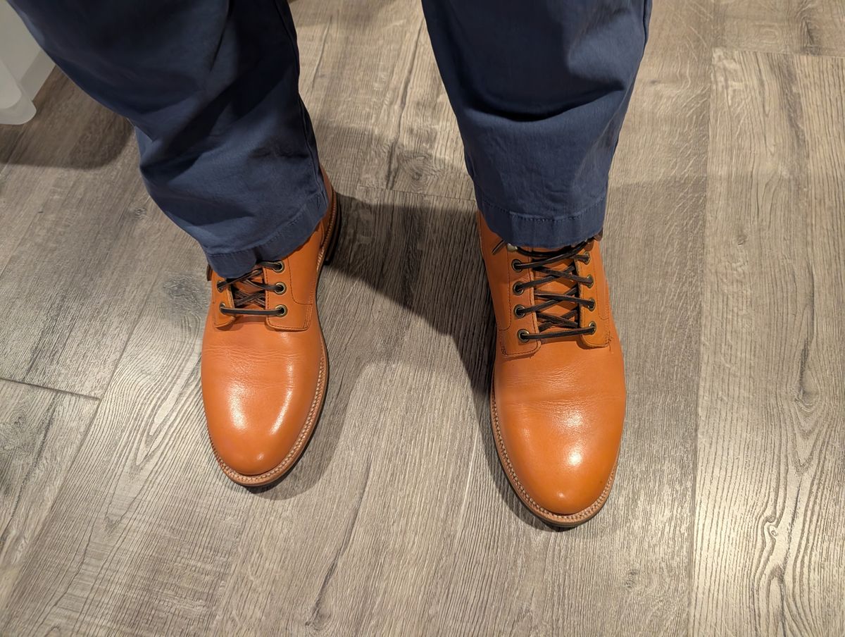 Photo by Johnnyknocks on June 3, 2026 of the Grant Stone Diesel Boot in Horween Tan Essex.