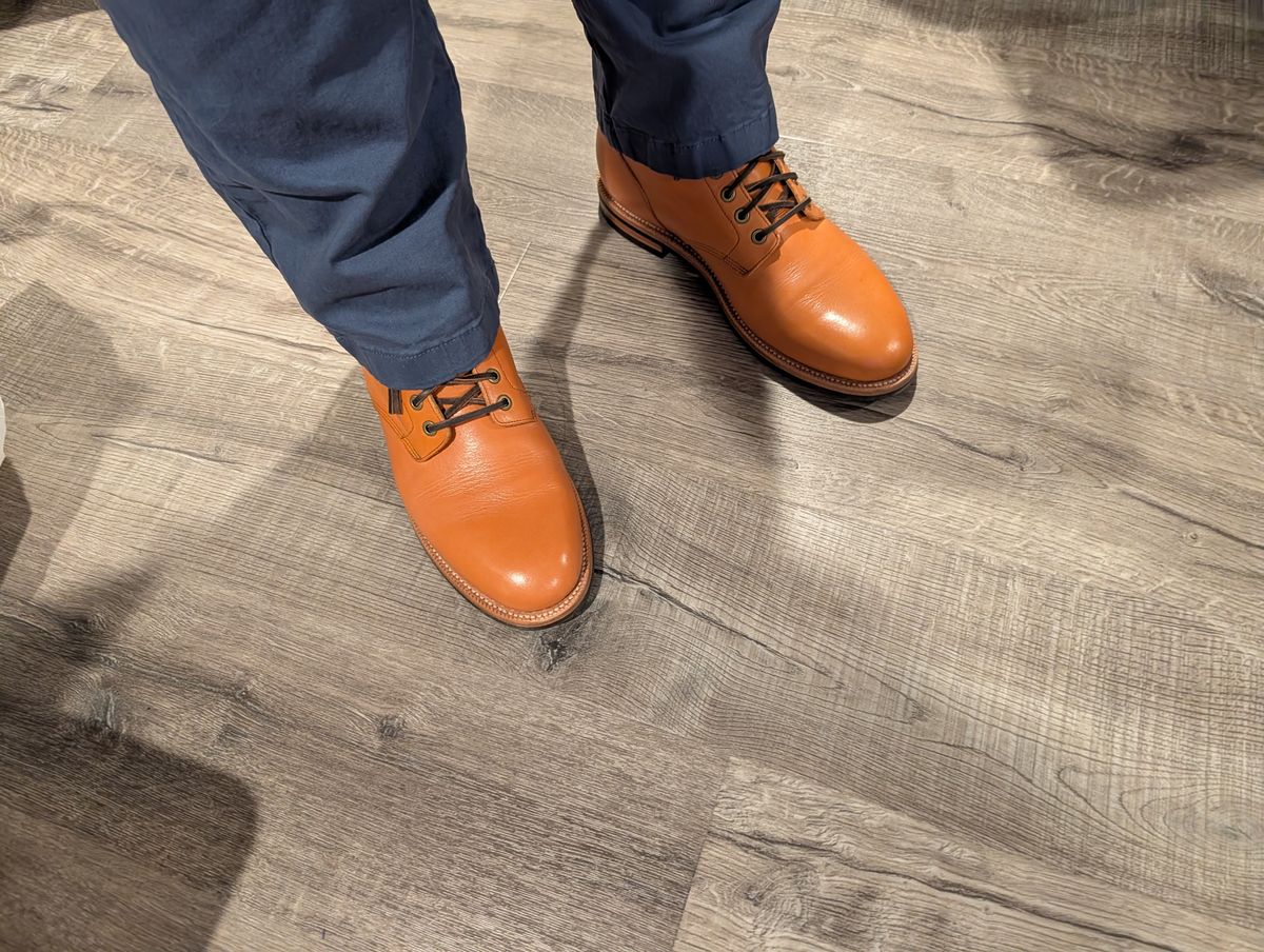 Photo by Johnnyknocks on June 3, 2026 of the Grant Stone Diesel Boot in Horween Tan Essex.