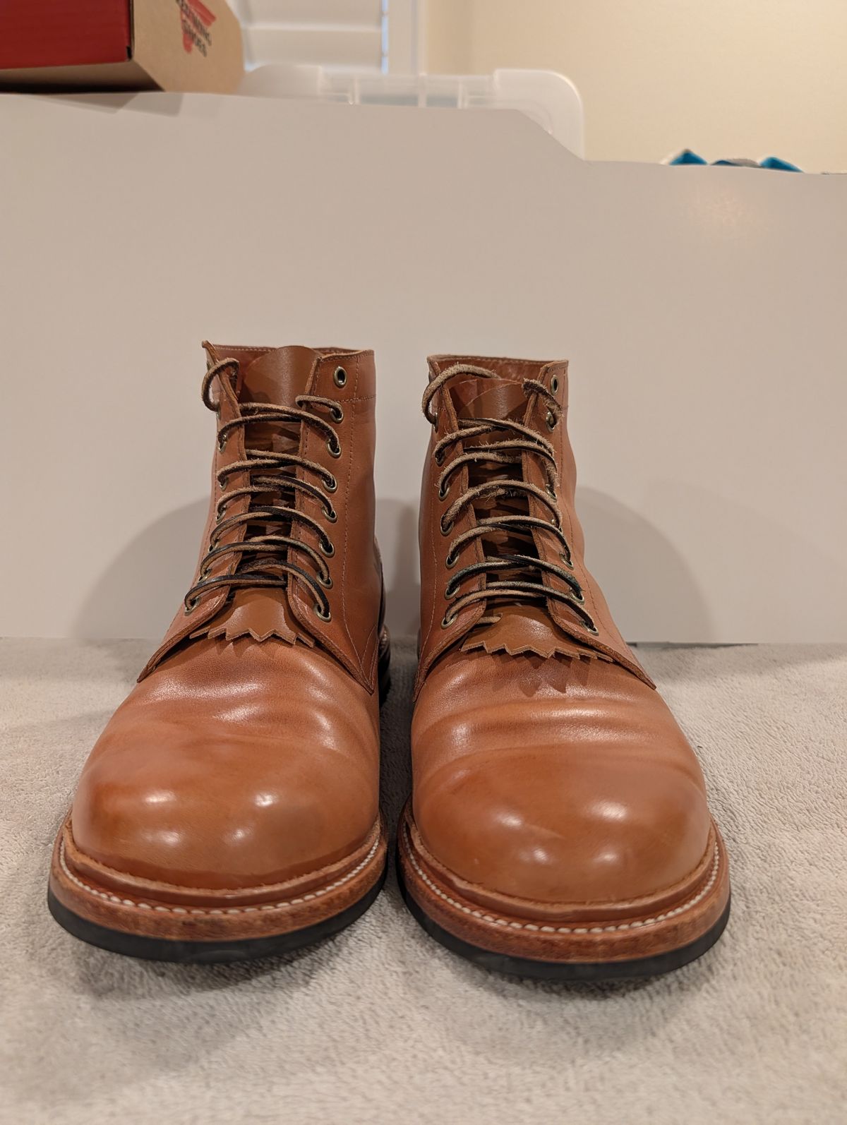 Photo by Johnnyknocks on May 9, 2026 of the Oak Street Bootmakers Trench Boot in Maryam Natural Horsebutt.