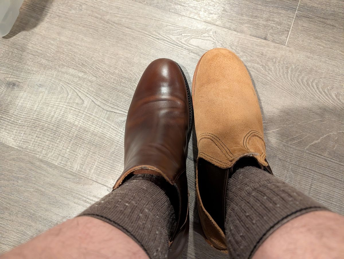 Photo by Johnnyknocks on June 14, 2026 of the Grant Stone Chelsea Boot in Horween Crimson Chromexcel.