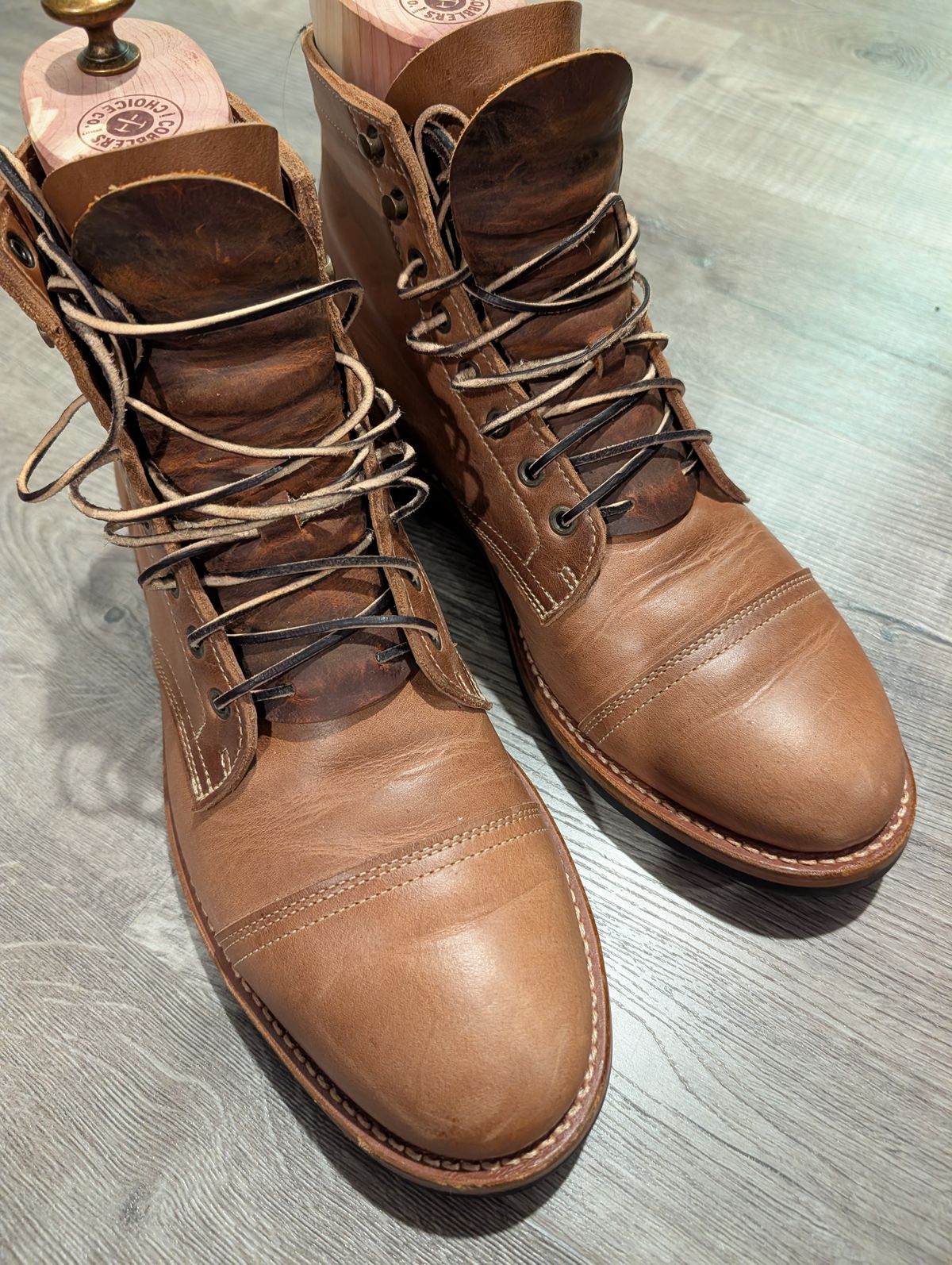 Photo by Johnnyknocks on February 8, 2026 of the Truman Cap Toe Boot in Seidel Sesame Double Shot.