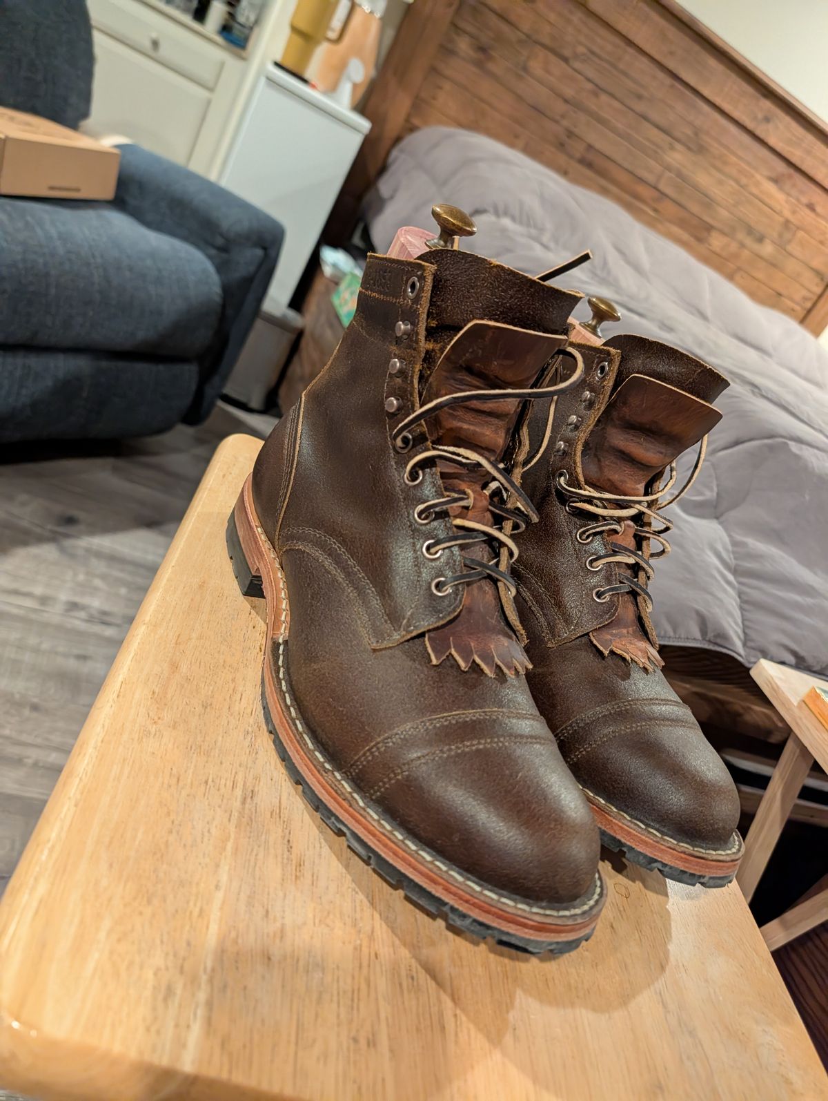 Photo by Johnnyknocks on January 6, 2026 of the White's MP-Sherman Toe Cap in Horween Cinnamon Waxed Flesh.