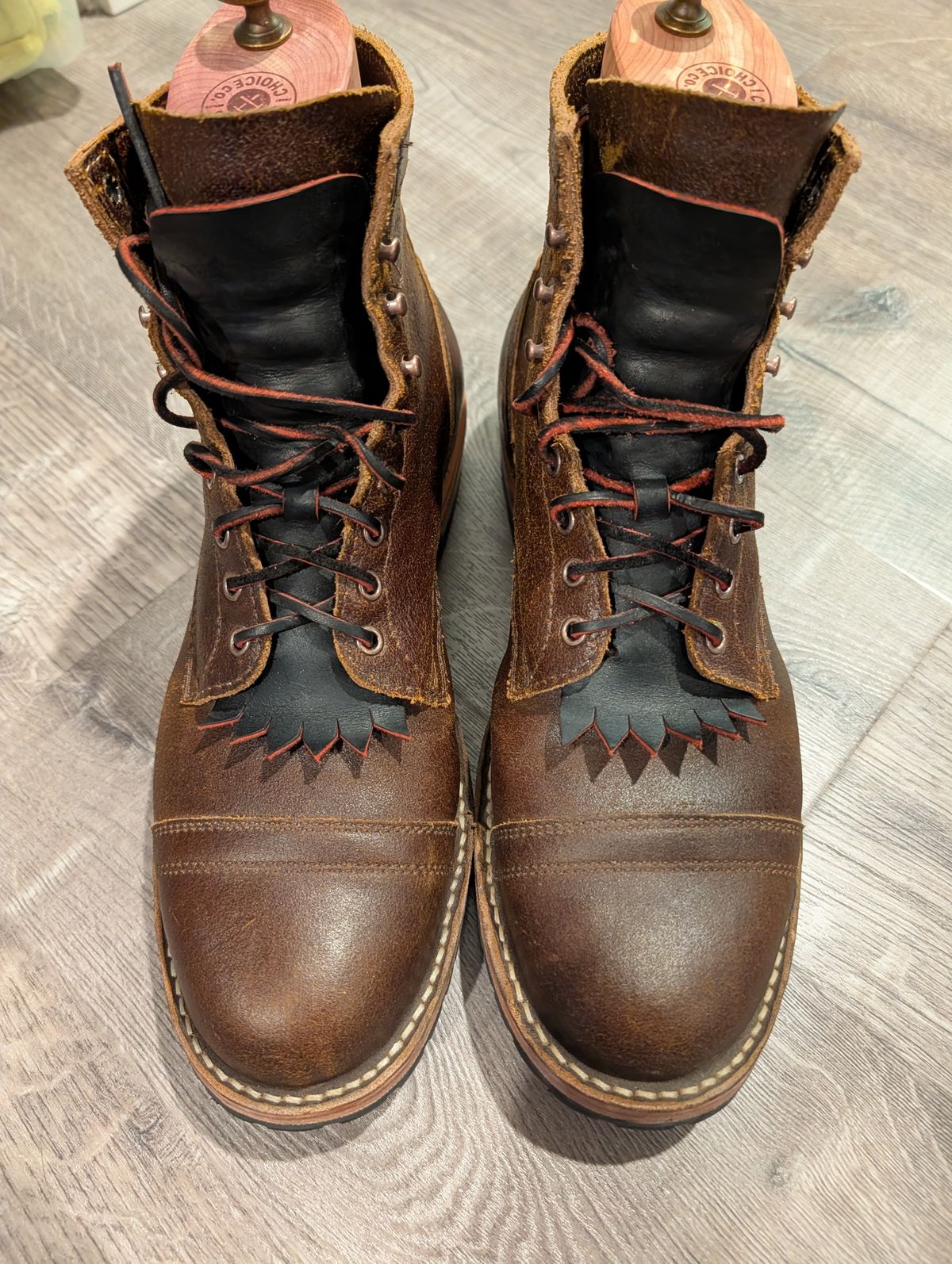 Photo by Johnnyknocks on February 8, 2026 of the White's MP-Sherman Toe Cap in Horween Cinnamon Waxed Flesh.