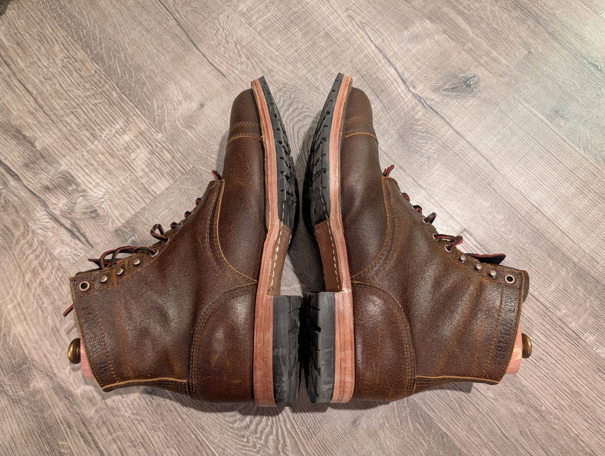 Photo by Johnnyknocks on February 8, 2026 of the White's MP-Sherman Toe Cap in Horween Cinnamon Waxed Flesh.