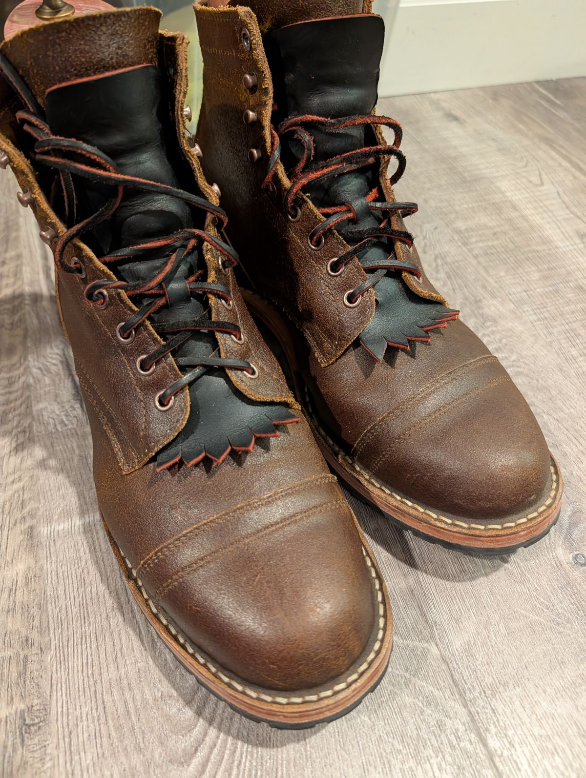 Photo by Johnnyknocks on February 8, 2026 of the White's MP-Sherman Toe Cap in Horween Cinnamon Waxed Flesh.