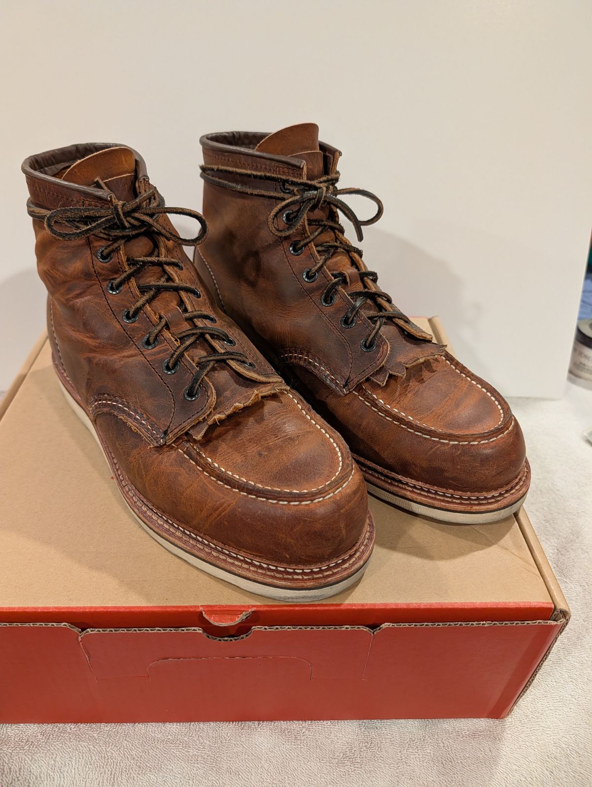Photo by Johnnyknocks on April 23, 2026 of the Red Wing 6-Inch Classic Moc in S.B. Foot Copper Rough and Tough.
