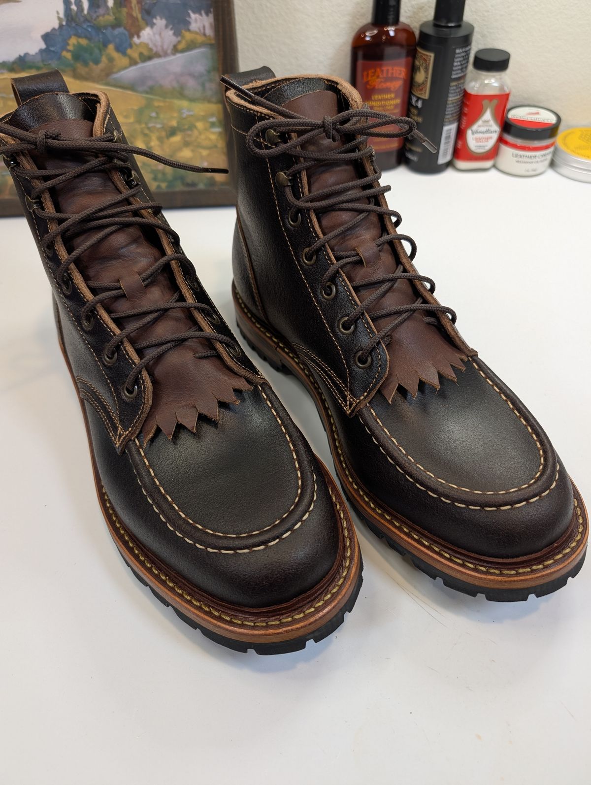 Photo by Johnnyknocks on May 30, 2026 of the Truman Moc Toe in Horween Java Waxed Flesh.