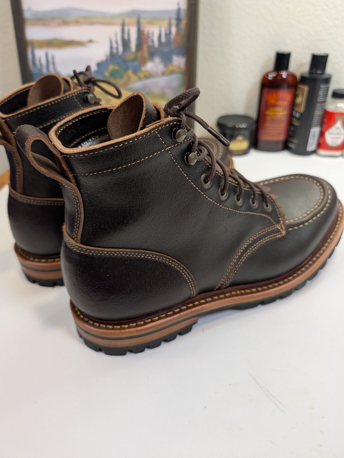 Photo by Johnnyknocks on May 30, 2026 of the Truman Moc Toe in Horween Java Waxed Flesh.