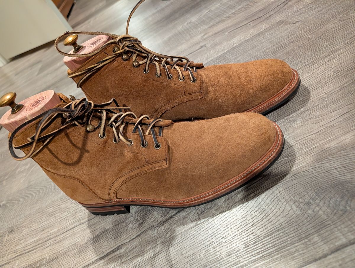 Photo by Johnnyknocks on March 1, 2026 of the Parkhurst The Allen in S.B. Foot Dune Roughout Suede.