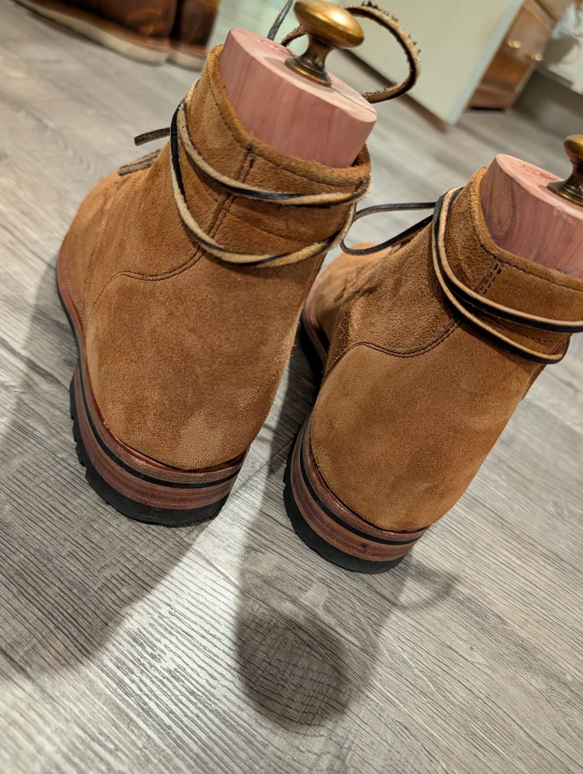 Photo by Johnnyknocks on March 1, 2026 of the Parkhurst The Allen in S.B. Foot Dune Roughout Suede.