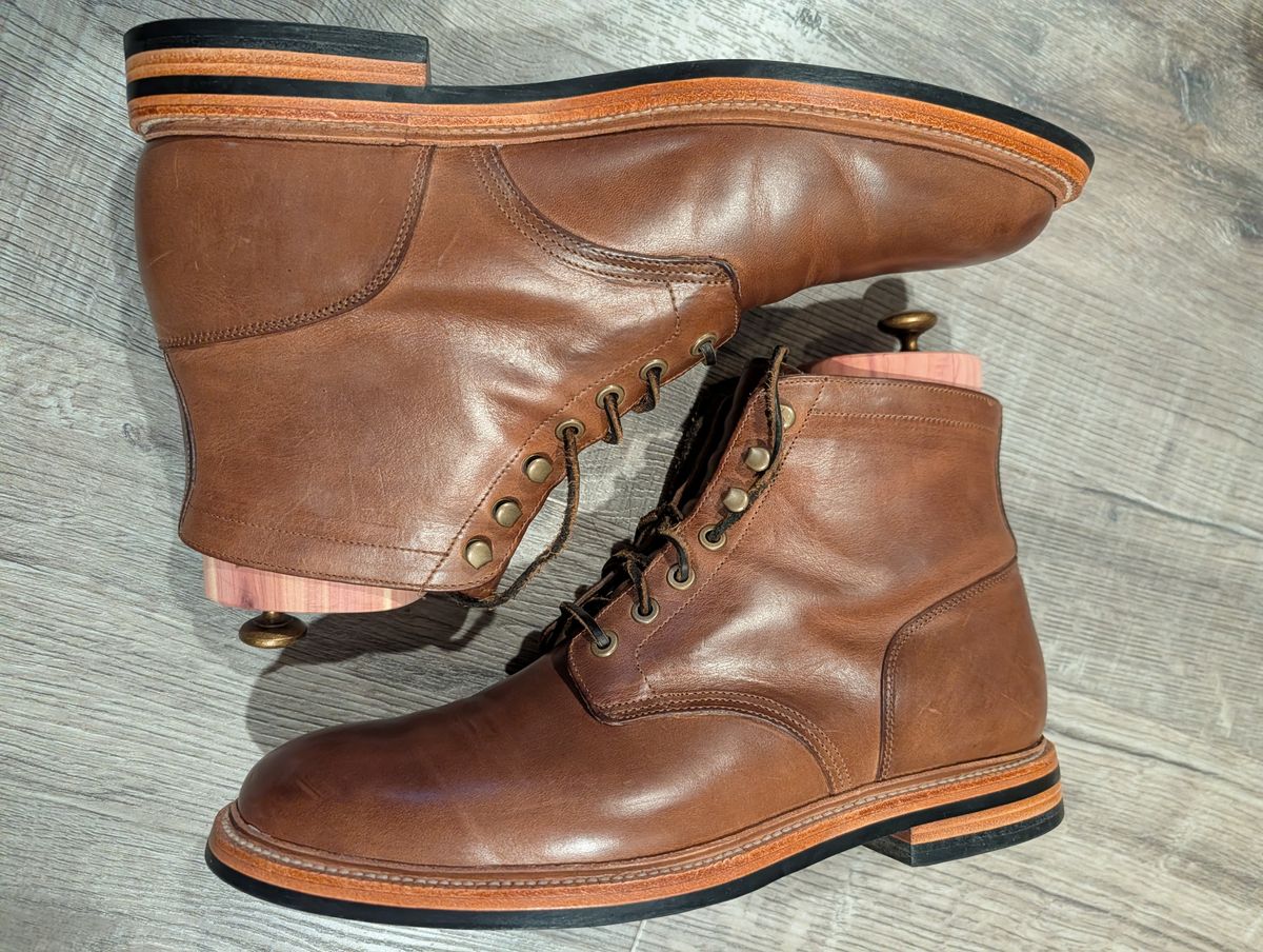 Photo by Johnnyknocks on February 21, 2026 of the Grant Stone Diesel Boot in Horween Dune Chromexcel.