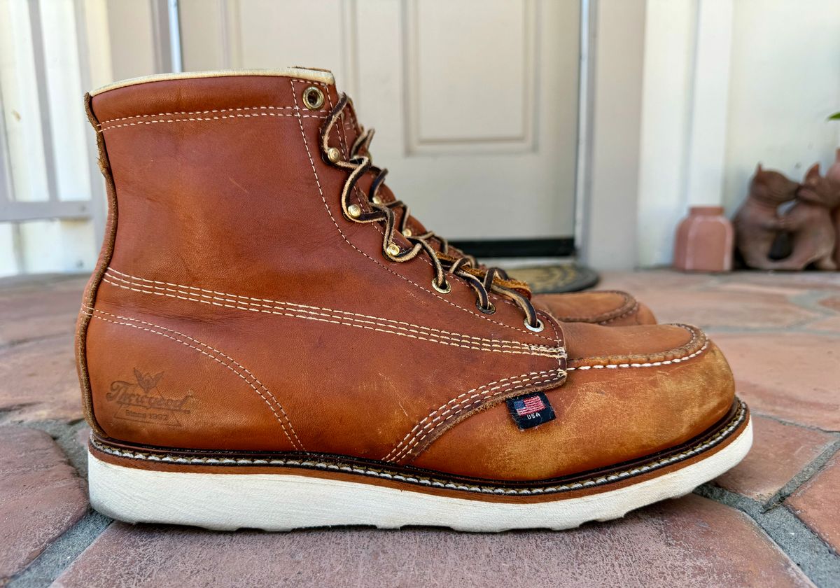 Photo by hambsc on August 12, 2024 of the Thorogood American Heritage 6" Moc Toe in Tobacco Gladiator Oil-Tanned.