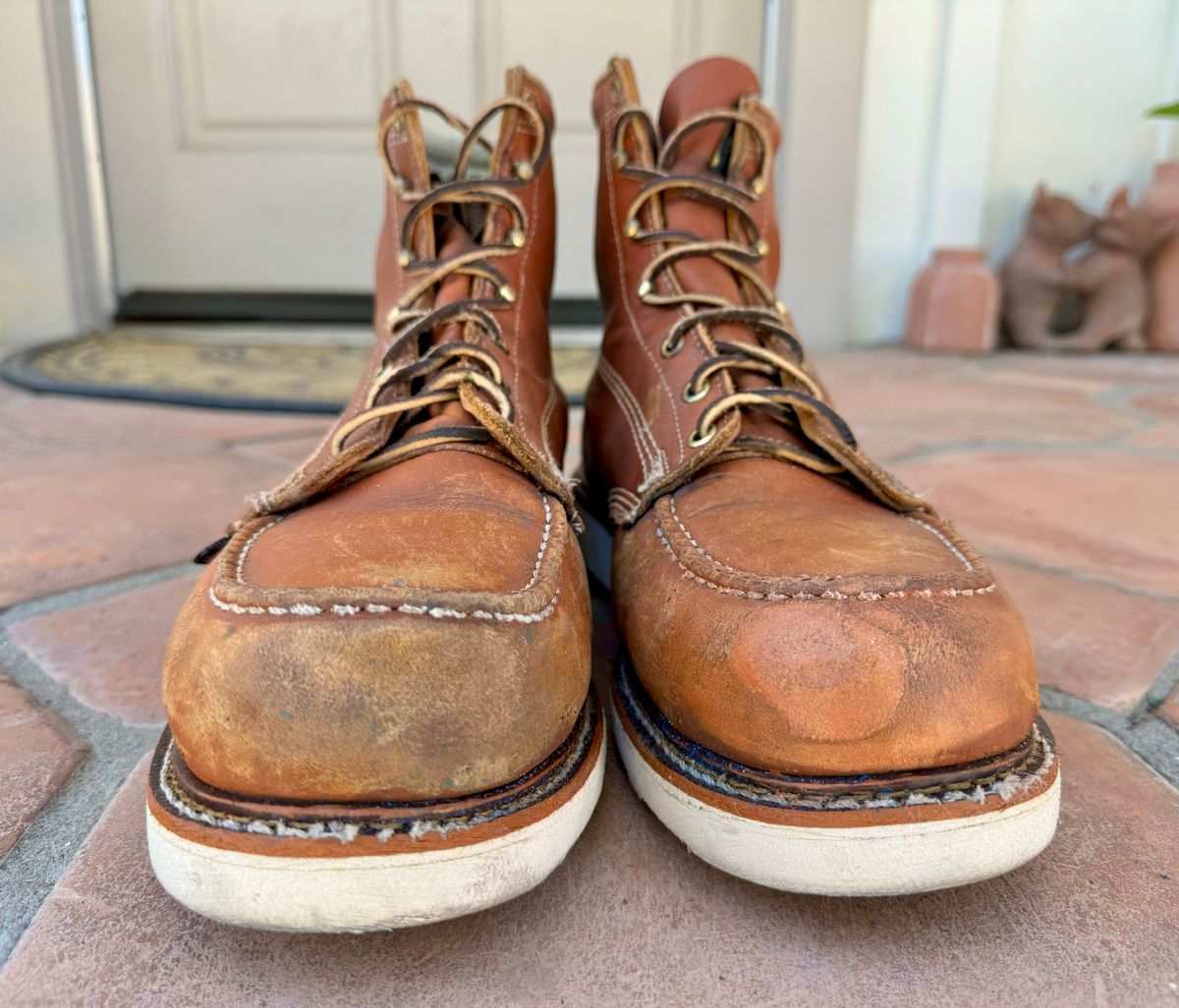 Photo by hambsc on August 12, 2024 of the Thorogood American Heritage 6" Moc Toe in Tobacco Gladiator Oil-Tanned.