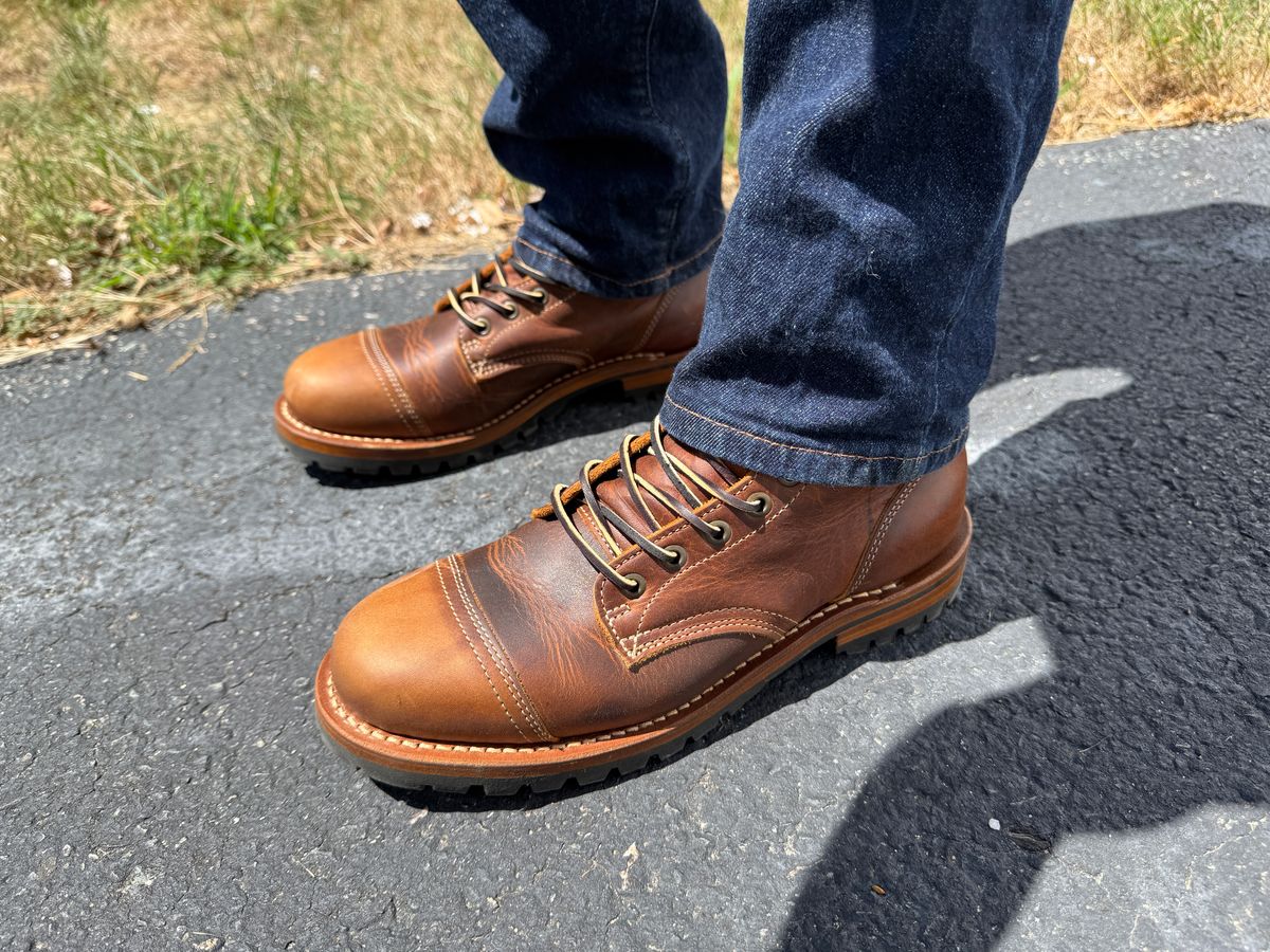 Photo by sweatpantszach on July 18, 2025 of the Truman Upland Boot in Tobacco Snakebite.