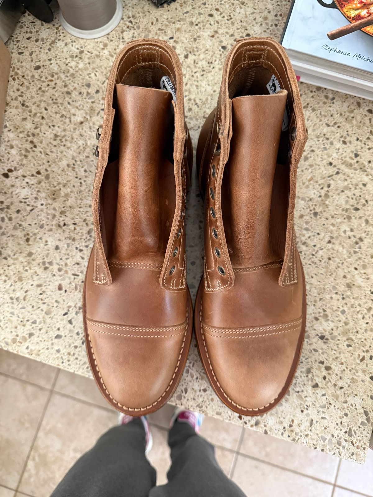 Photo by sweatpantszach on May 27, 2025 of the Truman Cap Toe Boot in Seidel Sesame Double Shot.