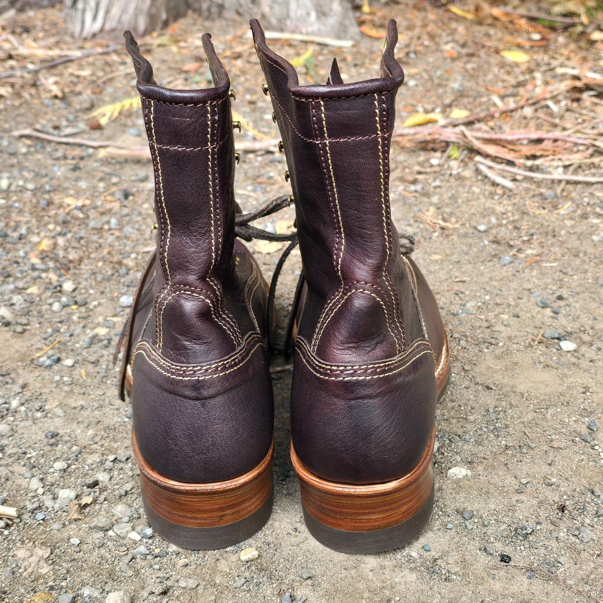 Photo by cpl.g.clegg on October 4, 2025 of the John Lofgren Donkey Puncher Boots in Ezo Shika Deerskin.
