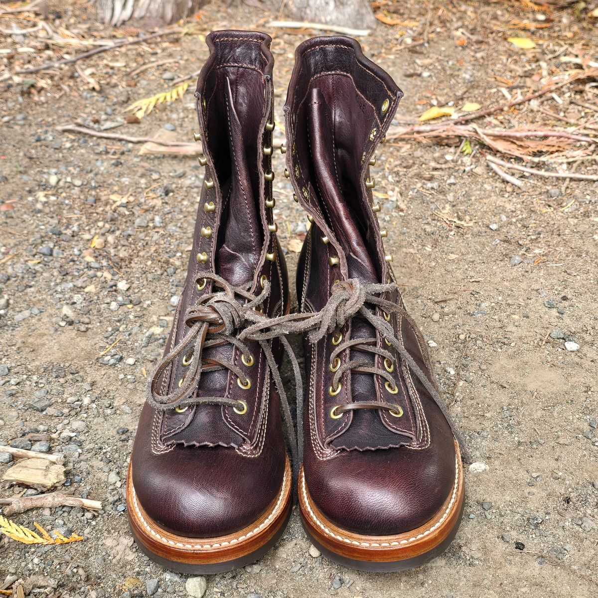 Photo by cpl.g.clegg on October 4, 2025 of the John Lofgren Donkey Puncher Boots in Ezo Shika Deerskin.