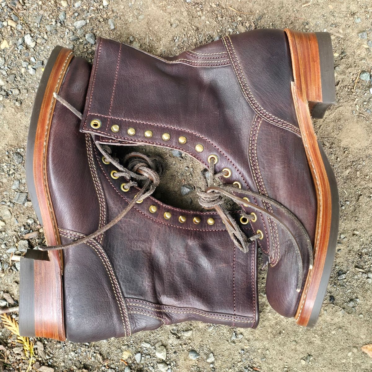 Photo by cpl.g.clegg on October 4, 2025 of the John Lofgren Donkey Puncher Boots in Ezo Shika Deerskin.