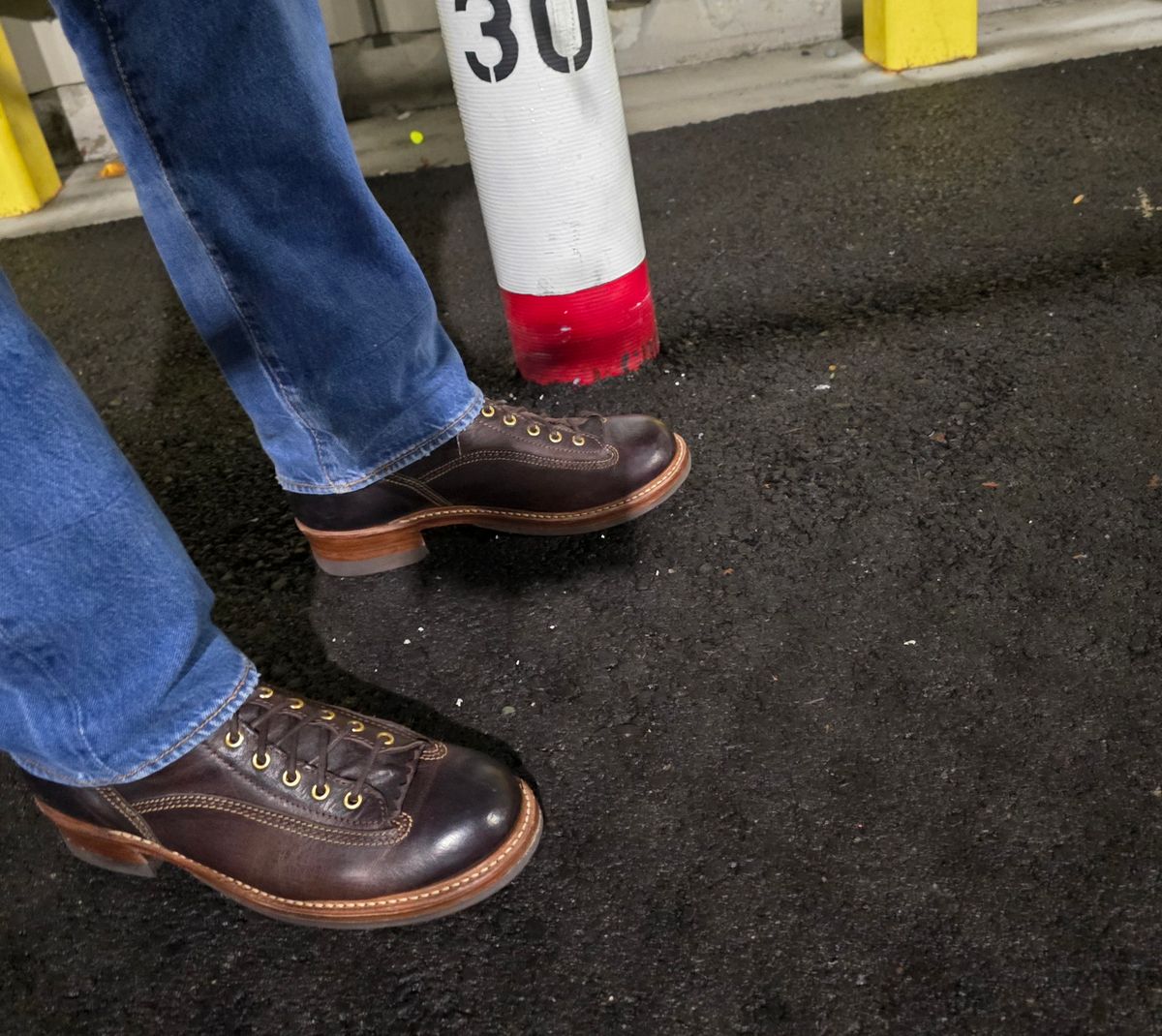 Photo by cpl.g.clegg on October 29, 2025 of the John Lofgren Donkey Puncher Boots in Ezo Shika Deerskin.