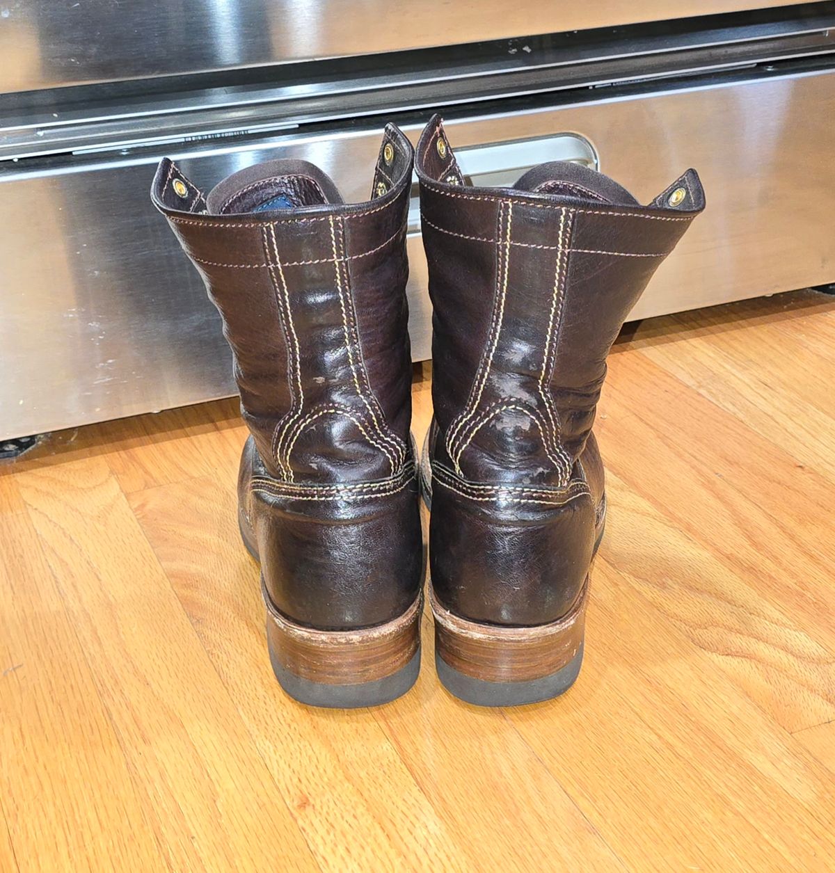 Photo by cpl.g.clegg on November 1, 2025 of the John Lofgren Donkey Puncher Boots in Ezo Shika Deerskin.