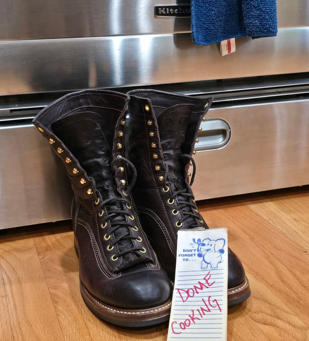 Photo by cpl.g.clegg on November 1, 2025 of the John Lofgren Donkey Puncher Boots in Ezo Shika Deerskin.