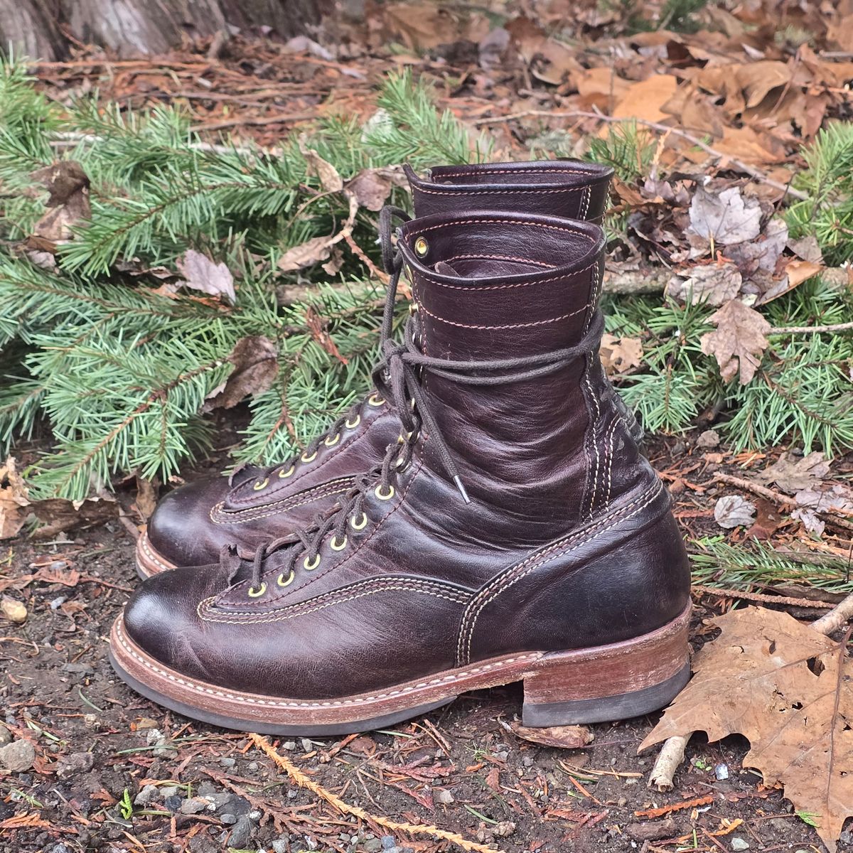 Photo by cpl.g.clegg on January 1, 2026 of the John Lofgren Donkey Puncher Boots in Ezo Shika Deerskin.