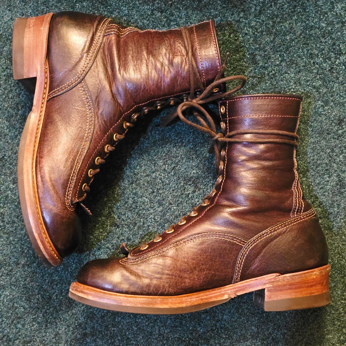 Photo by cpl.g.clegg on February 2, 2026 of the John Lofgren Donkey Puncher Boots in Ezo Shika Deerskin.