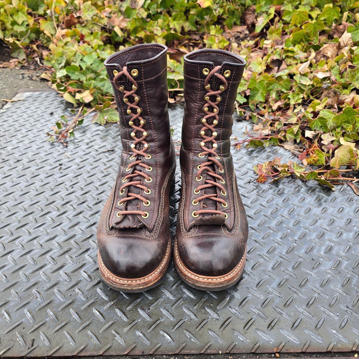 Photo by cpl.g.clegg on March 3, 2026 of the John Lofgren Donkey Puncher Boots in Ezo Shika Deerskin.