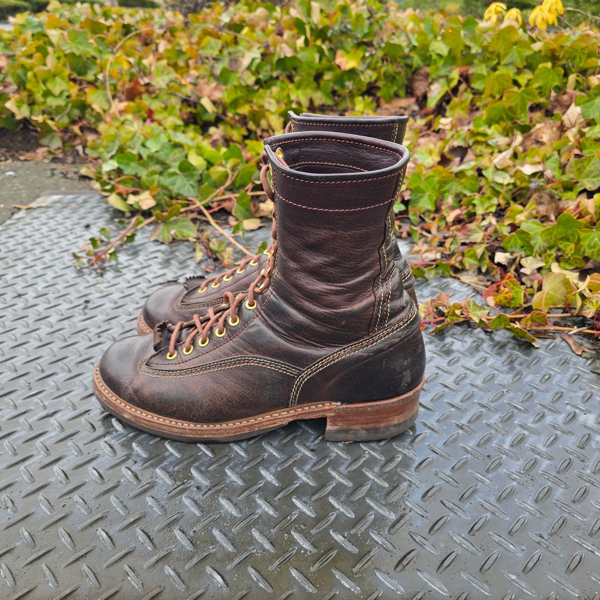 Photo by cpl.g.clegg on March 3, 2026 of the John Lofgren Donkey Puncher Boots in Ezo Shika Deerskin.