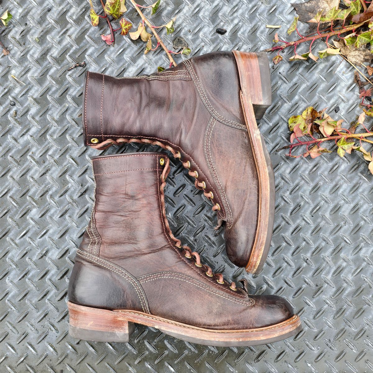 Photo by cpl.g.clegg on March 3, 2026 of the John Lofgren Donkey Puncher Boots in Ezo Shika Deerskin.