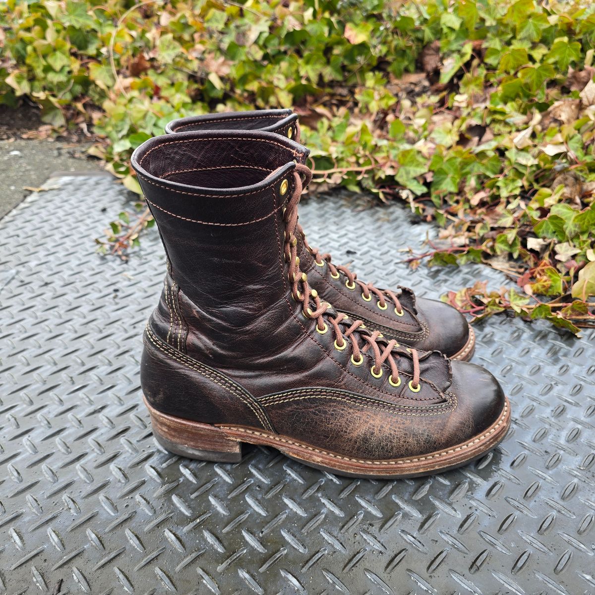Photo by cpl.g.clegg on March 3, 2026 of the John Lofgren Donkey Puncher Boots in Ezo Shika Deerskin.